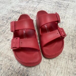 Women's Red Buckle Sandals